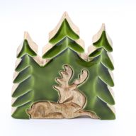 Perdus dans la Forêt - Décoration en Bois Cerf dans la Forêt 3D - 23x20cm