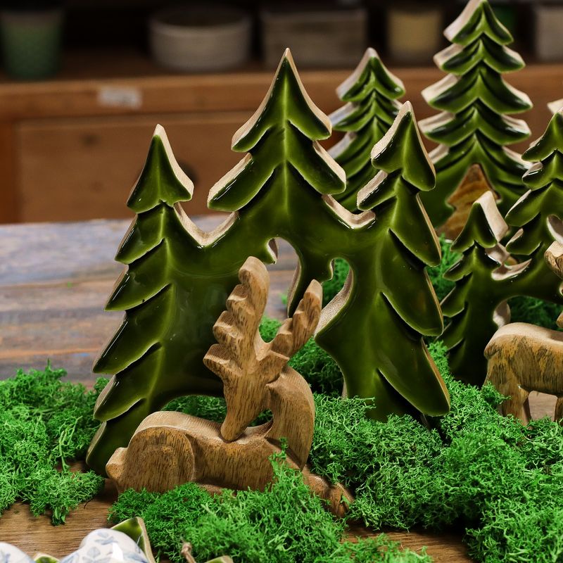 Perdus dans la Forêt - Décoration en Bois Cerf dans la Forêt 3D - 23x20cm