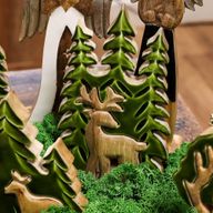 Perdus dans la Forêt - Décoration Bois 3D Cerf dans la Forêt - 25x15cm