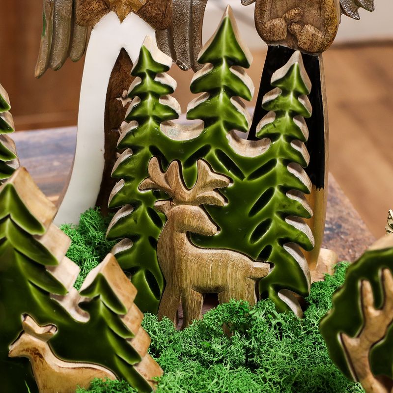 Perdus dans la Forêt - Décoration Bois 3D Cerf dans la Forêt - 25x15cm