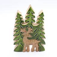 Perdus dans la Forêt - Décoration Bois 3D Cerf dans la Forêt - 25x15cm