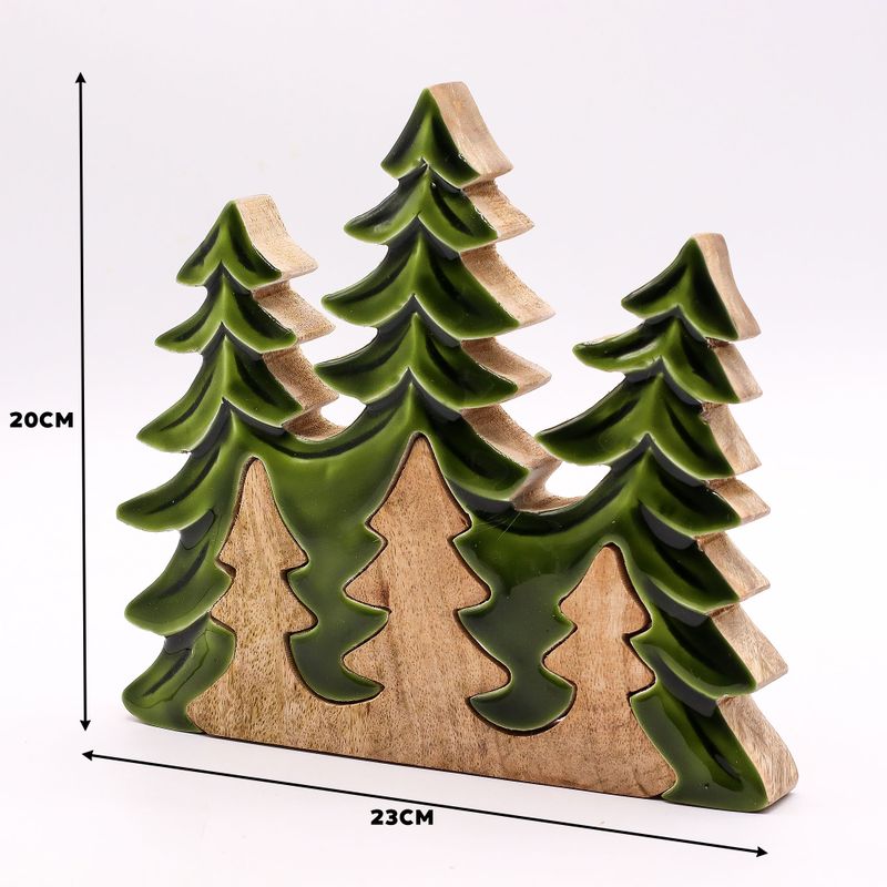 Perdus dans la Forêt - Décoration 3D en Bois Trois Arbres - 20x23cm