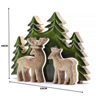 Perdus dans la Forêt -  Décoration en Bois 3D Deux Cerfs dans la Forêt - 18x23cm
