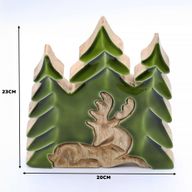 Perdus dans la Forêt - Décoration en Bois Cerf dans la Forêt 3D - 23x20cm