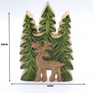 Perdus dans la Forêt - Décoration Bois 3D Cerf dans la Forêt - 25x15cm