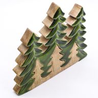Perdus dans la Forêt - Décoration 3D en Bois Trois Arbres - 20x23cm