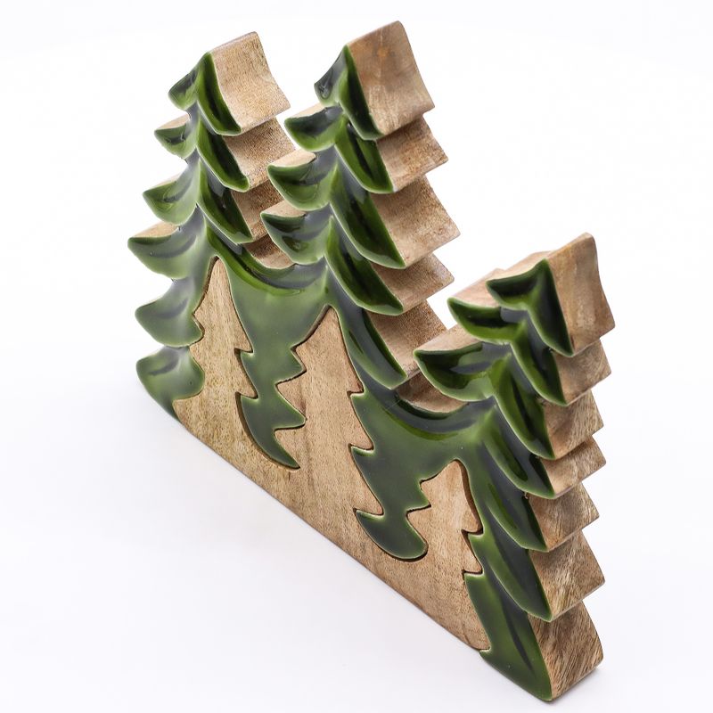 Perdus dans la Forêt - Décoration 3D en Bois Trois Arbres - 20x23cm