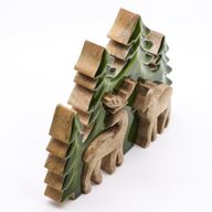 Perdus dans la Forêt -  Décoration en Bois 3D Deux Cerfs dans la Forêt - 18x23cm