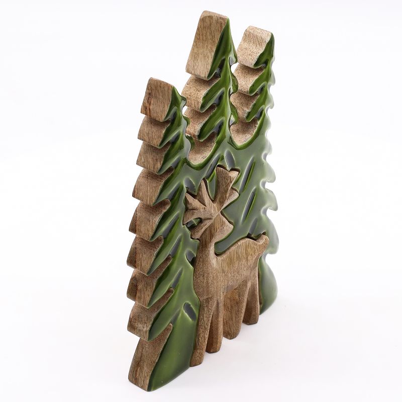 Perdus dans la Forêt - Décoration Bois 3D Cerf dans la Forêt - 25x15cm
