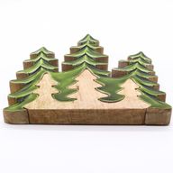 Perdus dans la Forêt - Décoration 3D en Bois Trois Arbres - 20x23cm