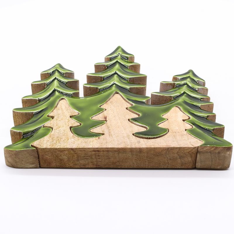 Perdus dans la Forêt - Décoration 3D en Bois Trois Arbres - 20x23cm