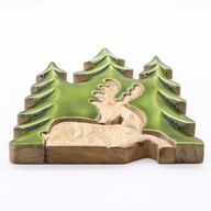 Perdus dans la Forêt - Décoration en Bois Cerf dans la Forêt 3D - 23x20cm