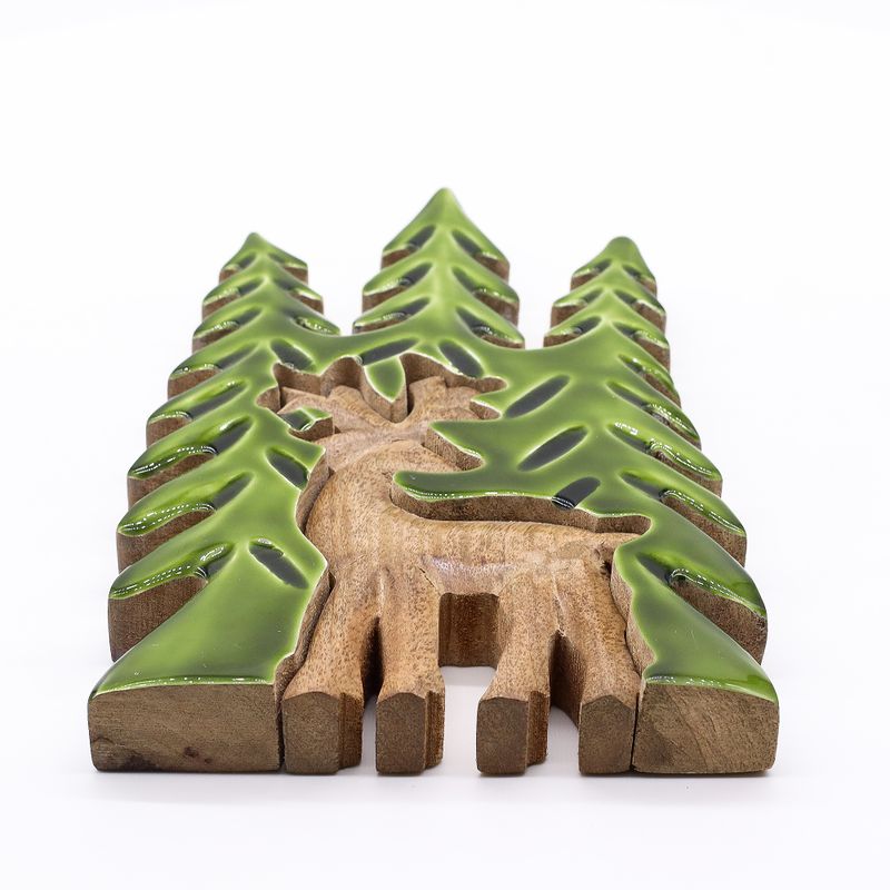 Perdus dans la Forêt - Décoration Bois 3D Cerf dans la Forêt - 25x15cm