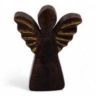 Petit Ange en Bois de Manguier - Décor Doré - 12cm