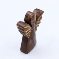 Petit Ange en Bois de Manguier - Décor Doré - 12cm