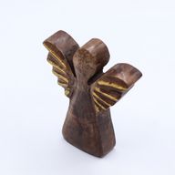 Petit Ange en Bois de Manguier - Décor Doré - 12cm