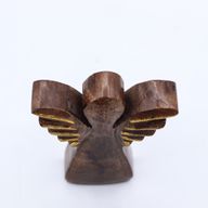 Petit Ange en Bois de Manguier - Décor Doré - 12cm