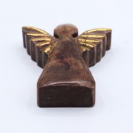 Petit Ange en Bois de Manguier - Décor Doré - 12cm