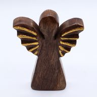 Ange Moyen en Bois de Manguier - Décor Doré - 16cm