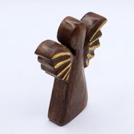 Ange Moyen en Bois de Manguier - Décor Doré - 16cm