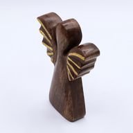 Ange Moyen en Bois de Manguier - Décor Doré - 16cm