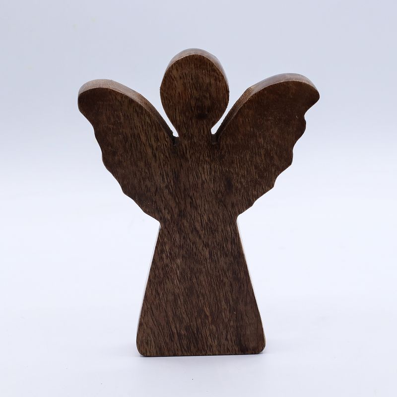 Ange Moyen en Bois de Manguier - Décor Doré - 16cm