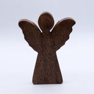 Ange Moyen en Bois de Manguier - Décor Doré - 16cm