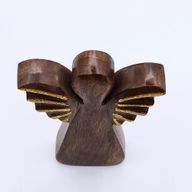 Ange Moyen en Bois de Manguier - Décor Doré - 16cm