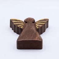 Ange Moyen en Bois de Manguier - Décor Doré - 16cm