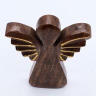 Grand Ange en Bois de Manguier - Décor Doré - 19cm