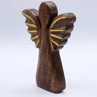 Grand Ange en Bois de Manguier - Décor Doré - 19cm