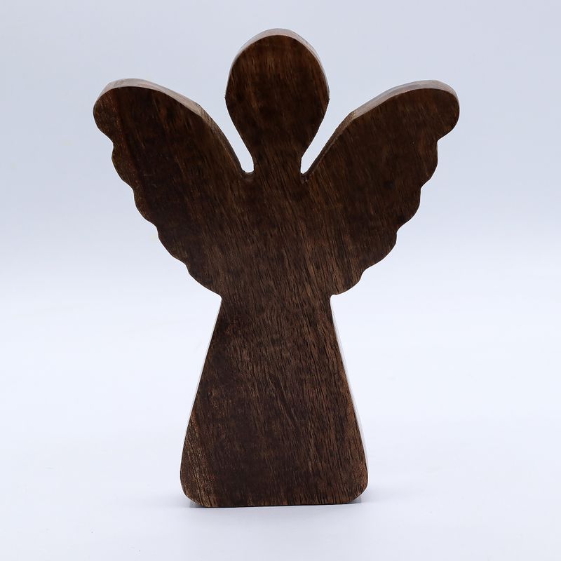 Grand Ange en Bois de Manguier - Décor Doré - 19cm