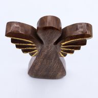 Grand Ange en Bois de Manguier - Décor Doré - 19cm