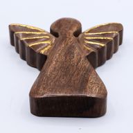 Grand Ange en Bois de Manguier - Décor Doré - 19cm