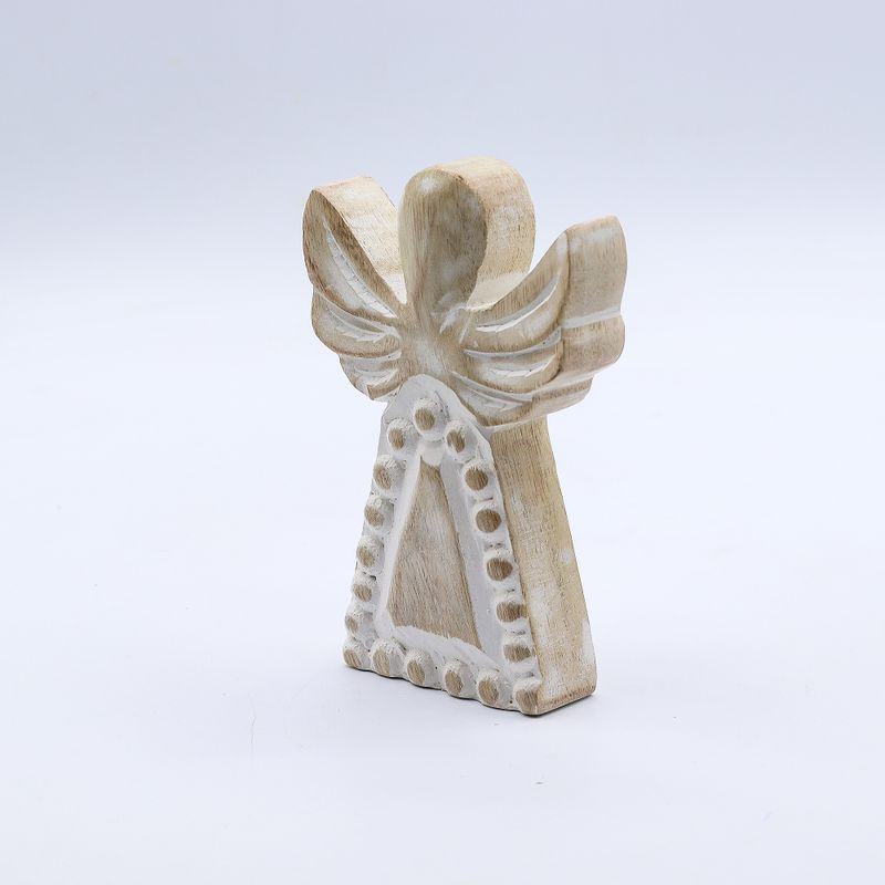 Ange en Bois de Manguier - Blanchi - 13cm