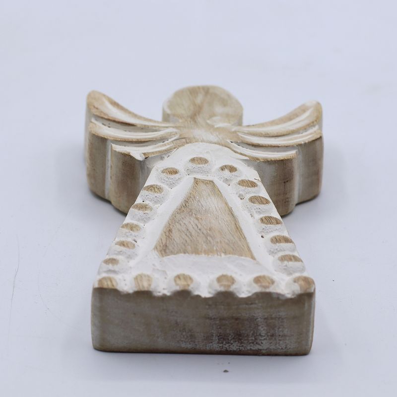 Ange en Bois de Manguier - Blanchi - 13cm