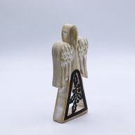 Ange en Bois de Manguier - Blanchi à la Chaux avec Découpe en Fer - 18cm