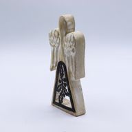 Ange en Bois de Manguier - Blanchi à la Chaux avec Découpe en Fer - 18cm