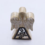 Ange en Bois de Manguier - Blanchi à la Chaux avec Découpe en Fer - 18cm
