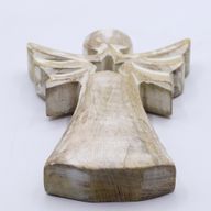 Ange en Bois de Manguier - Blanchi avec Découpe Étoile - 18cm