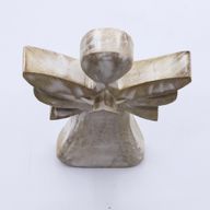 Ange en Bois de Manguier - Blanchi avec Découpe Étoile - 18cm