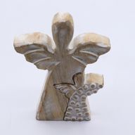 Ange en Bois de Manguier - Blanchi à la Chaux - 15cm