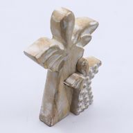 Ange en Bois de Manguier - Blanchi à la Chaux - 15cm