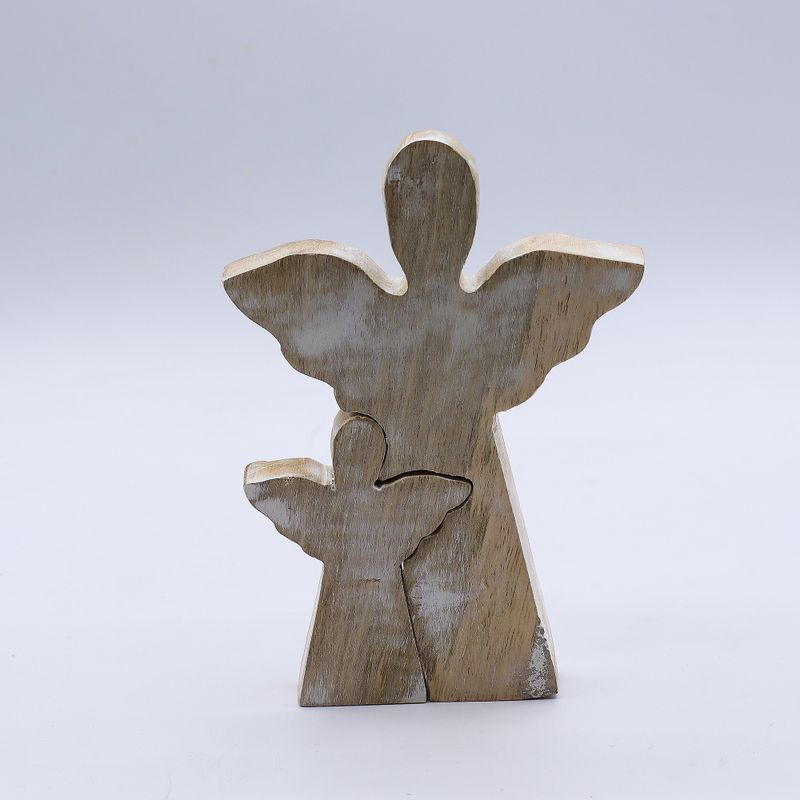 Ange en Bois de Manguier - Blanchi à la Chaux - 15cm