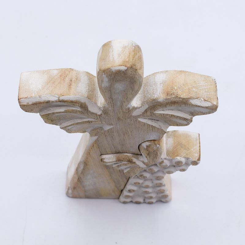Ange en Bois de Manguier - Blanchi à la Chaux - 15cm