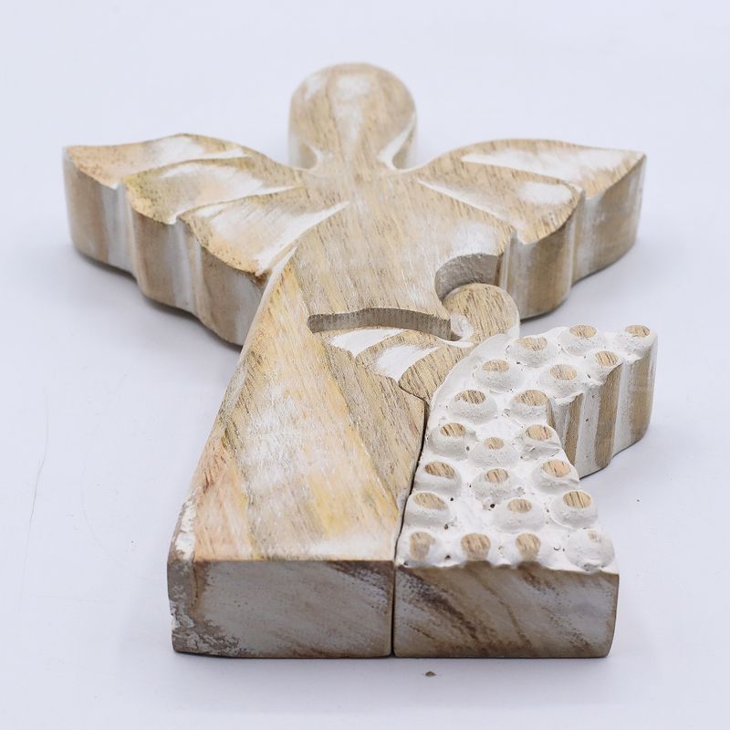 Ange en Bois de Manguier - Blanchi à la Chaux - 15cm