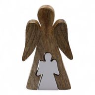 Ange en Bois de Manguier - Émail Blanc - 15cm