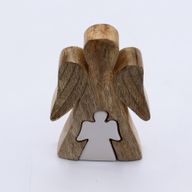 Ange en Bois de Manguier - Émail Blanc - 15cm