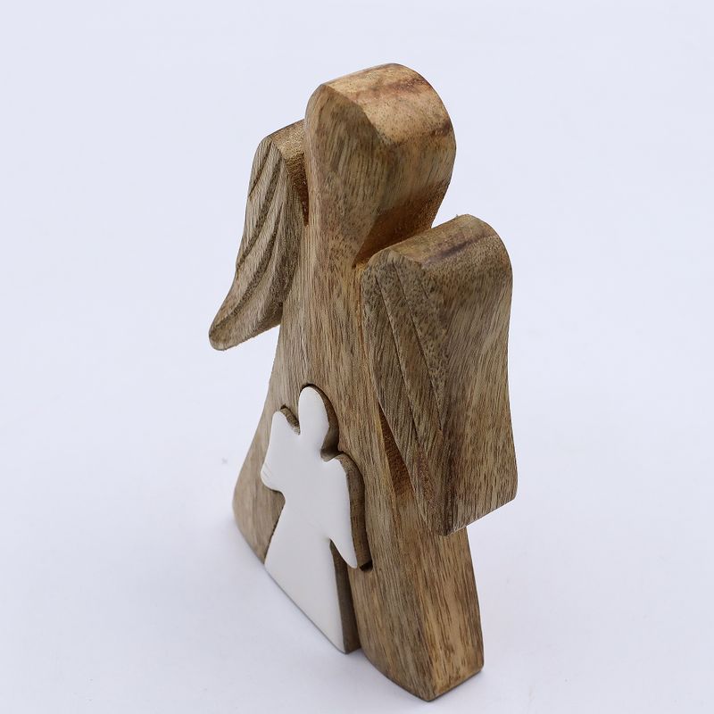 Ange en Bois de Manguier - Émail Blanc - 15cm