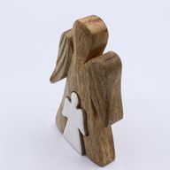 Ange en Bois de Manguier - Émail Blanc - 15cm